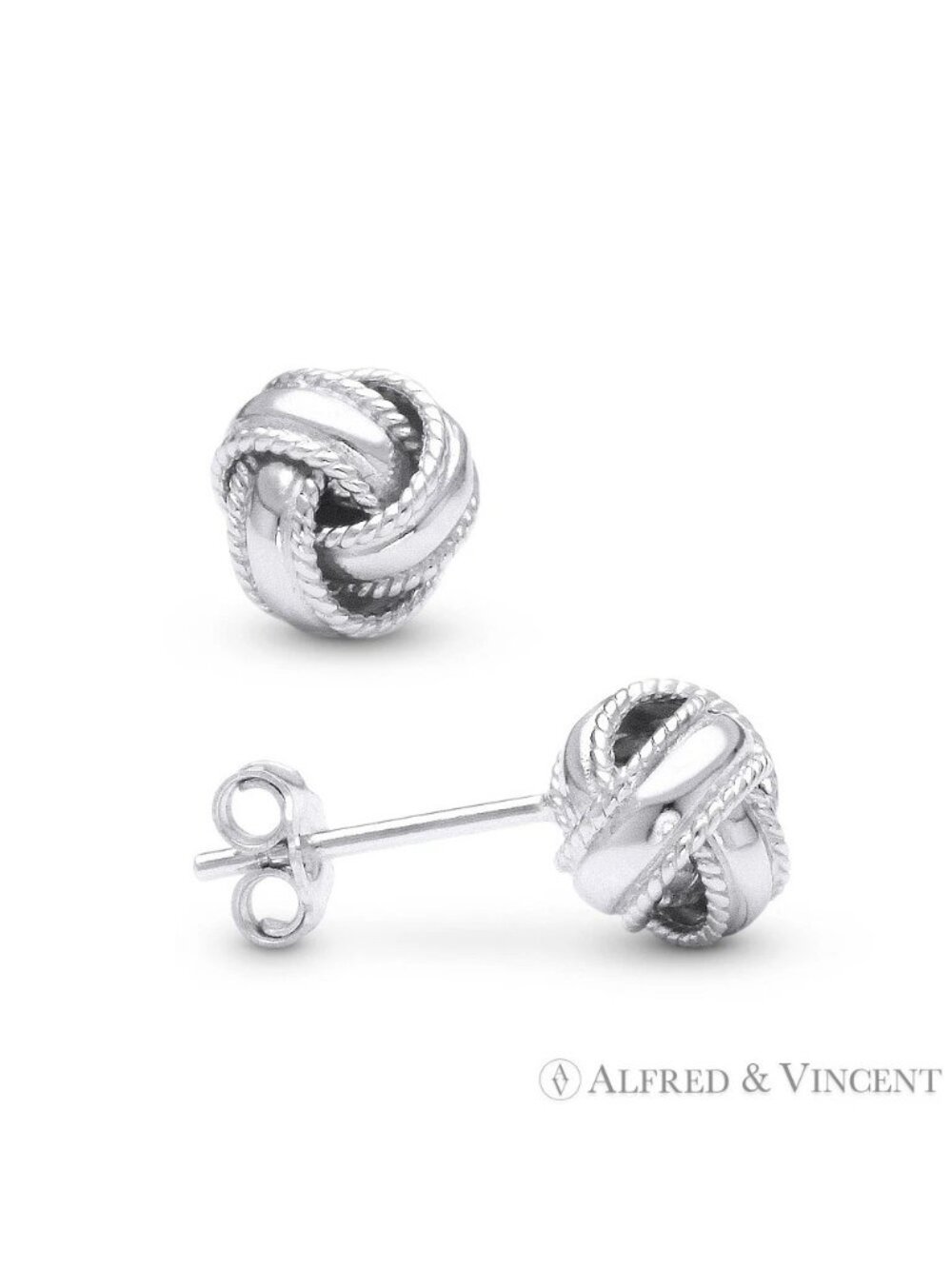 Love-Knot Fashion Stud Earrings with Push-Back Posts in .925 Sterling Silver